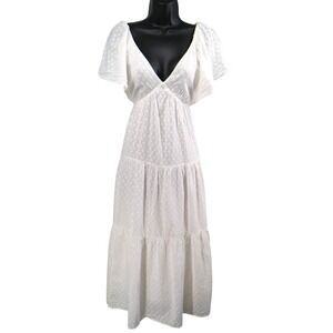 Madewell White‎ Cotton Eyelet Tie Back Midi Dress Womens 00 Bridal Event